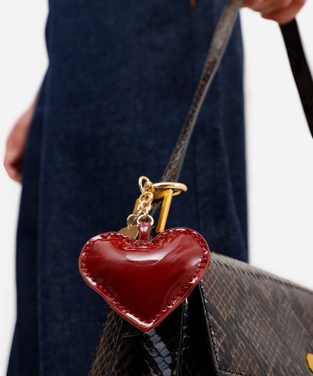 chaveiro bag charm coração vermelho UNICO