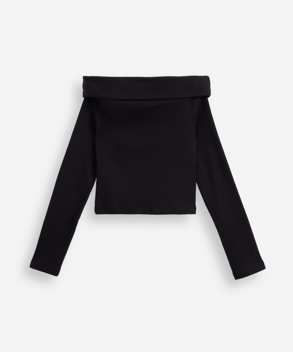 blusa juvenil manga longa algodão preto