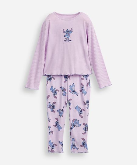 pijama longo infantil stitch lilás 14