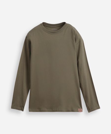 camiseta juvenil de algodão oversized manga longa verde 12 camiseta juvenil de algodão oversized manga longa verde 12