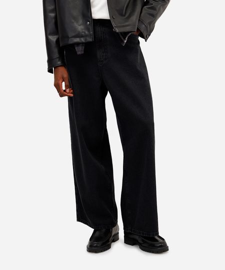 calça super baggy masculina jeans preta 46