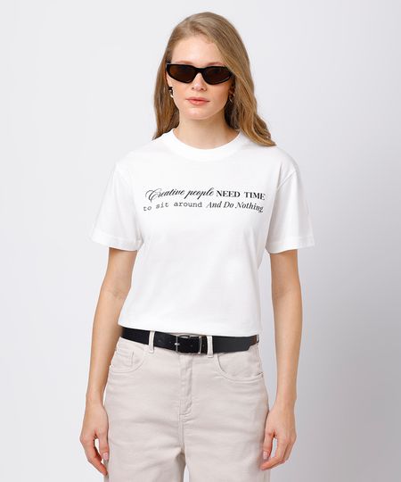 camiseta feminina de algodão creative people mindset off white PP camiseta feminina de algodão creative people mindset off white PP