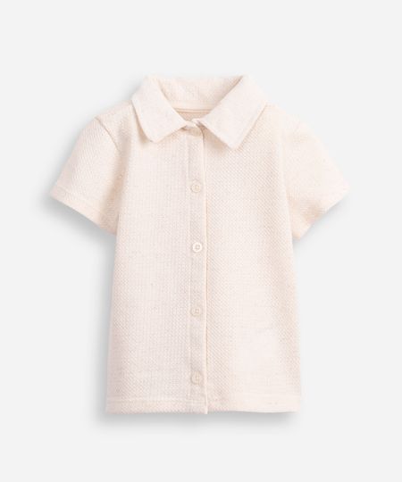 camisa infantil malha texturizada bege 2