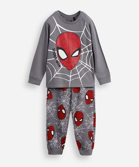 pijama longo algodõ homem aranha cinza 2