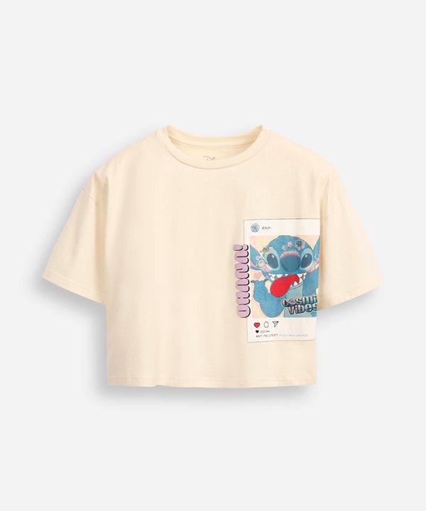 camiseta cropped de algodão juvenil stitch bege 16