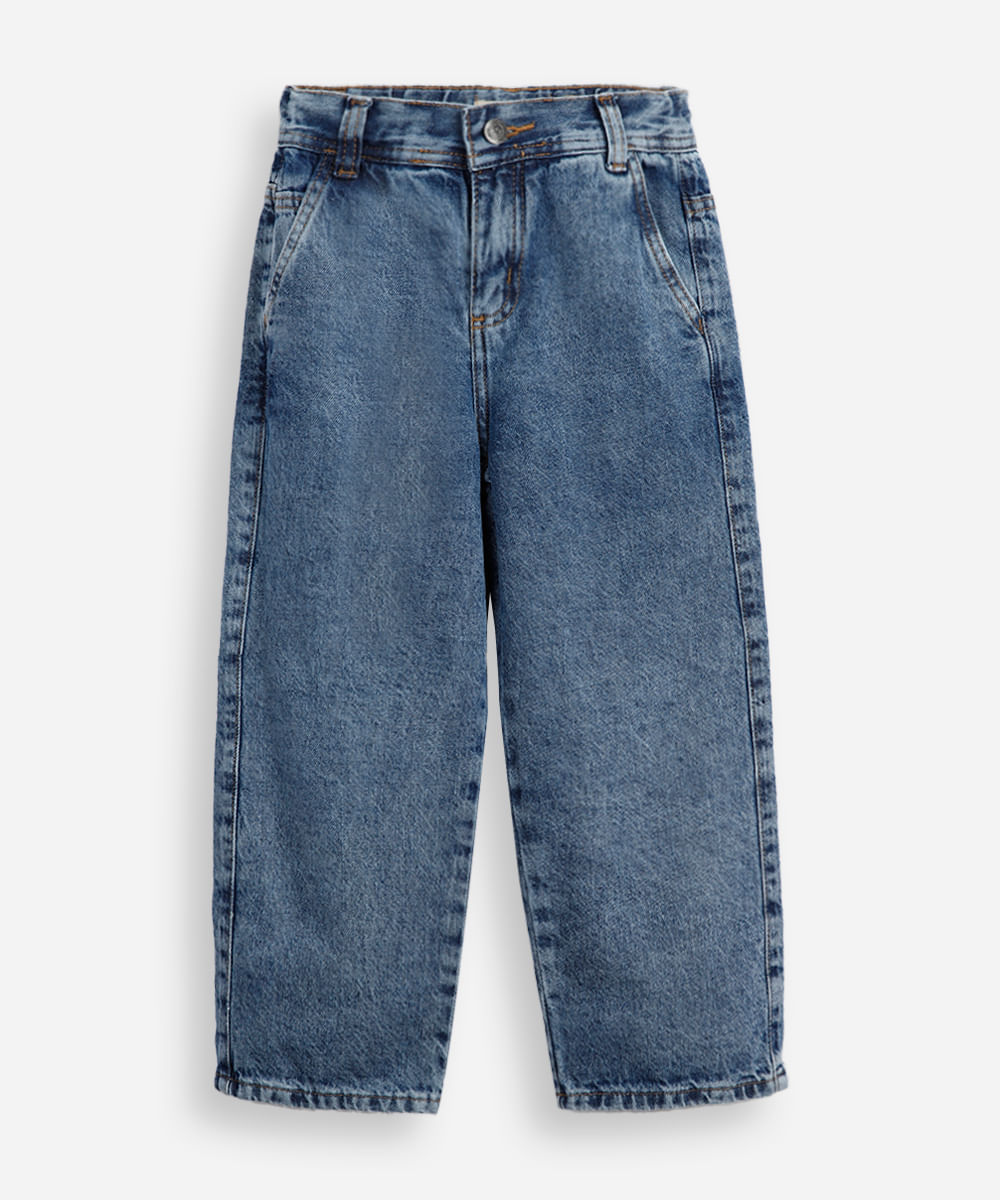 calça baggy infantil jeans azul