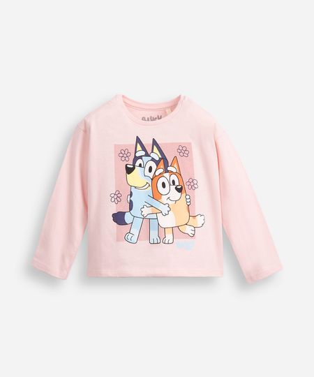 blusa infantil de malha bluey e Bingo manga longa - rosa claro 1 blusa infantil de malha bluey e Bingo manga longa - rosa claro 1
