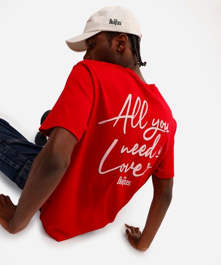 camiseta unissex manga curta all you need is love the beatles vermelha G camiseta unissex manga curta all you need is love the beatles vermelha G