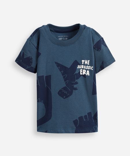 camiseta infantil de algodão jurassic azul 2
