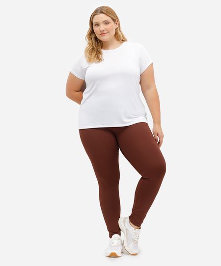 calça legging plus size básica  ace preta - marrom GG1