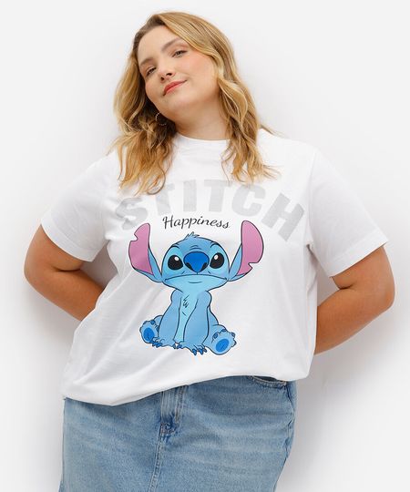 camiseta de algodão manga curta stitch plus size off white GG