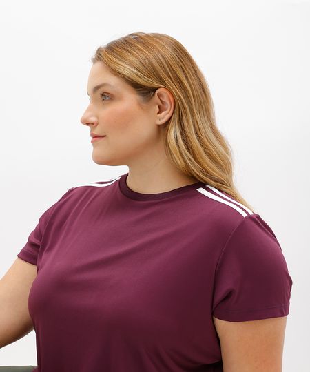 camiseta com listras plus size esportiva ace vinho GG4