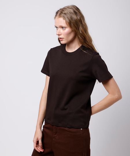 camiseta classic feminina de algodão peruano mindset marrom G camiseta classic feminina de algodão peruano mindset marrom G