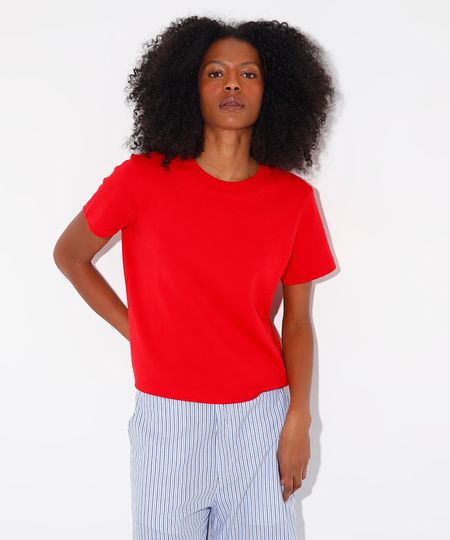camiseta classic feminina de algodão peruano mindset vermelha P