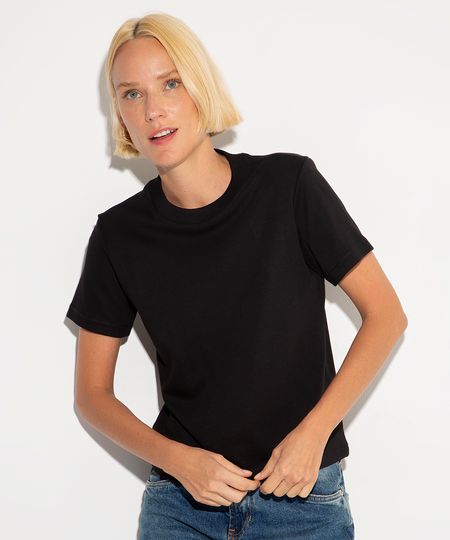 camiseta classic feminina de algodão peruano mindset preta M camiseta classic feminina de algodão peruano mindset preta M