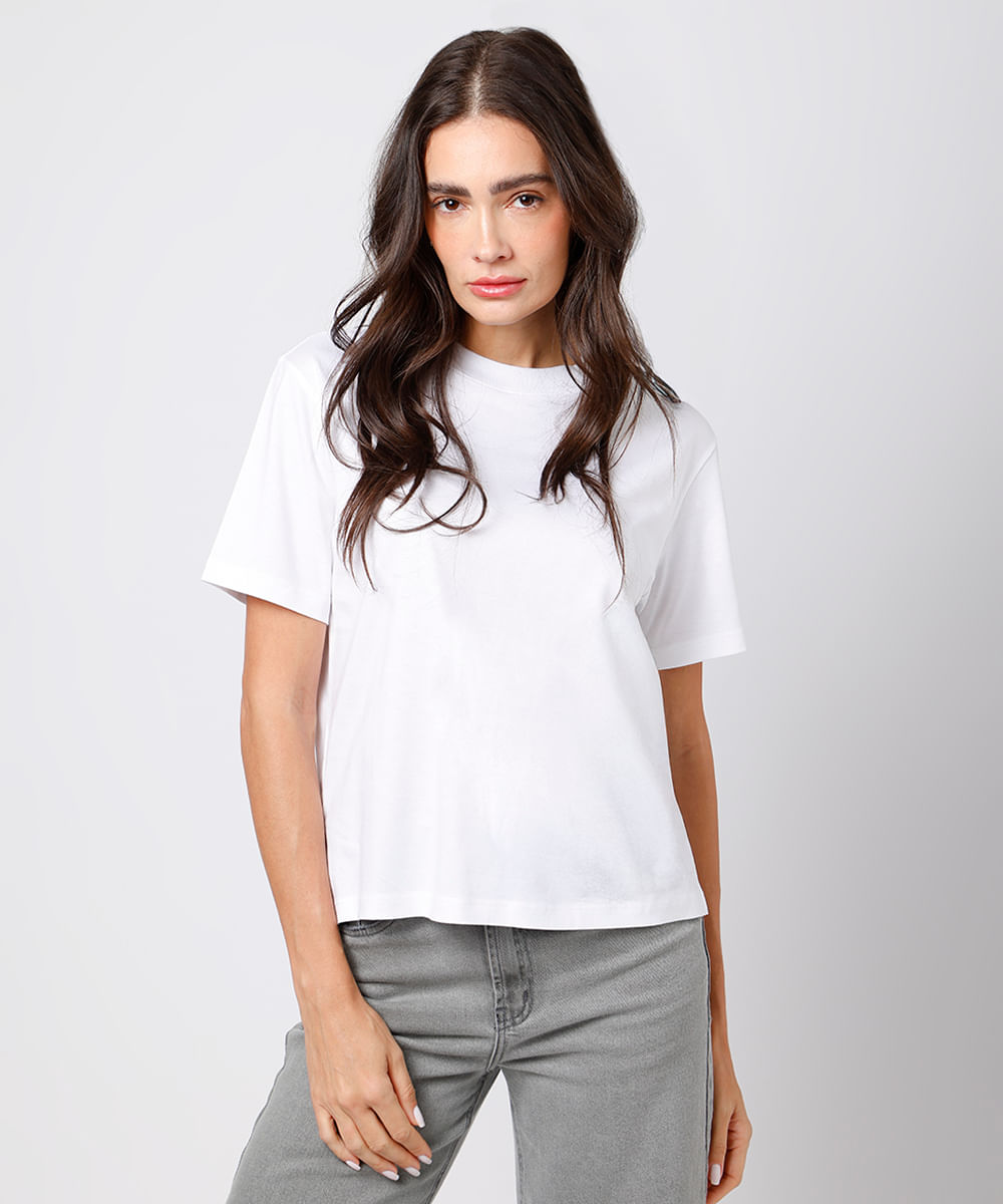 camiseta feminina de algodão pima mindset branca