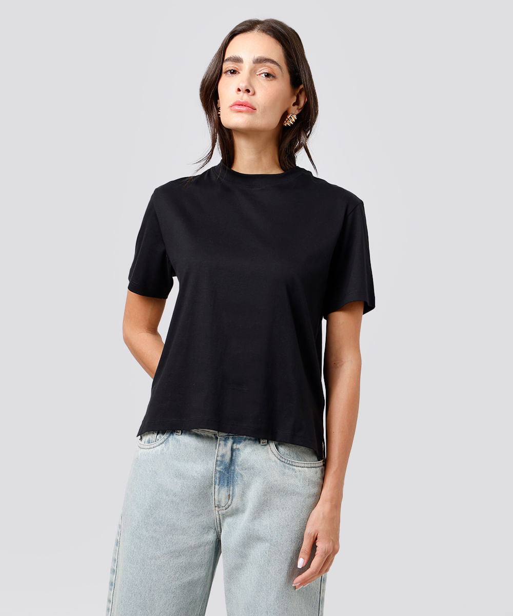 camiseta feminina de algodão pima mindset preta