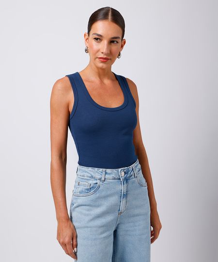 regata slim top feminina de algodão peruano mindset azul GG regata slim top feminina de algodão peruano mindset azul GG