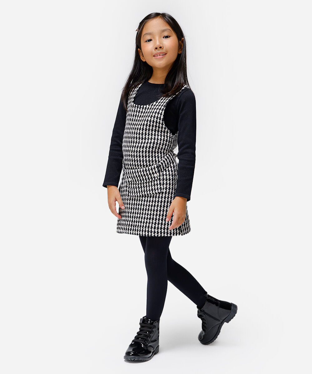 blusa canelada infantil manga longa preta