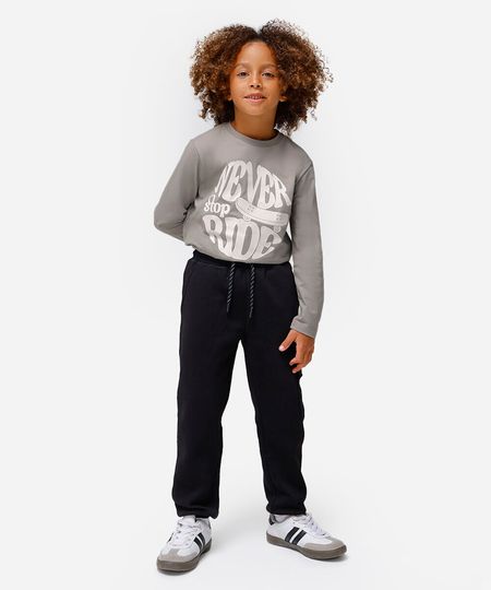 blusa de algodão infantil manga longa never stop ride cinza 4 blusa de algodão infantil manga longa never stop ride cinza 4