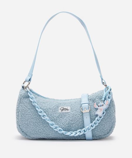 bolsa baguete com corrente stitch azul UNICO