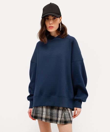 blusão unissex de moletom com capuz yan acioli azul PP blusão unissex de moletom com capuz yan acioli azul PP