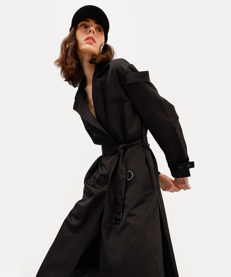 casaco trench coat unissex yan acioli preto P