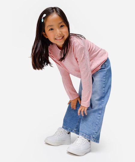 suéter de tricot infantil com strass rosa 12