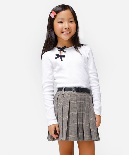 saia curta infantil plissada xadrez cinza 4 saia curta infantil plissada xadrez cinza 4