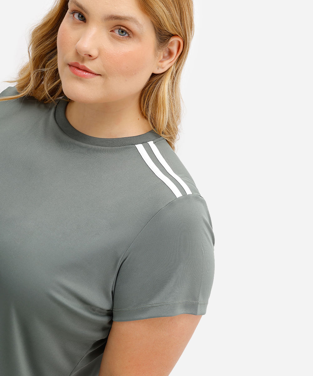 camiseta com listras plus size esportiva ace verde