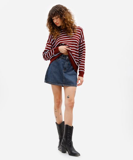 saia curta feminina jeans com brilhos azul 36 saia curta feminina jeans com brilhos azul 36