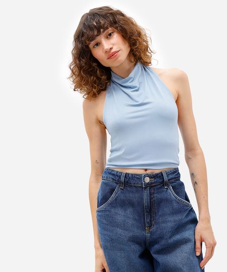 blusa frente única feminina azul P