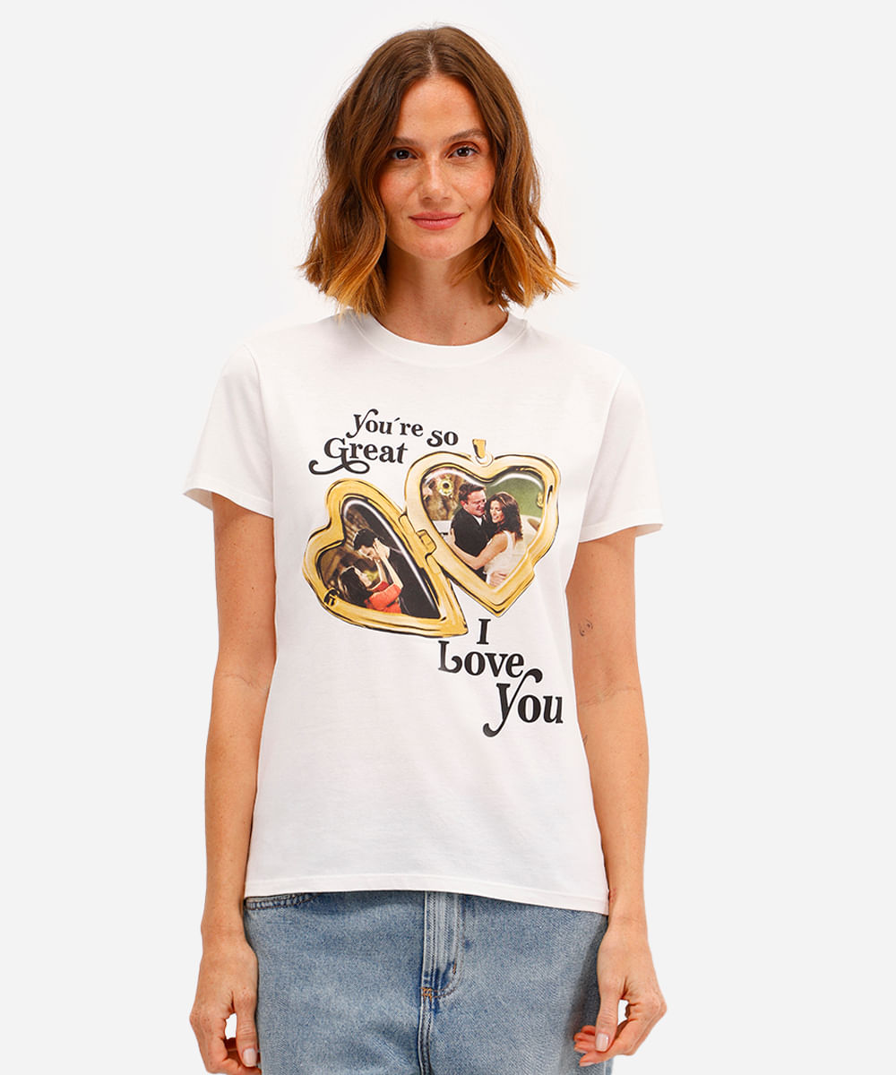 camiseta feminina de algodão friends off white