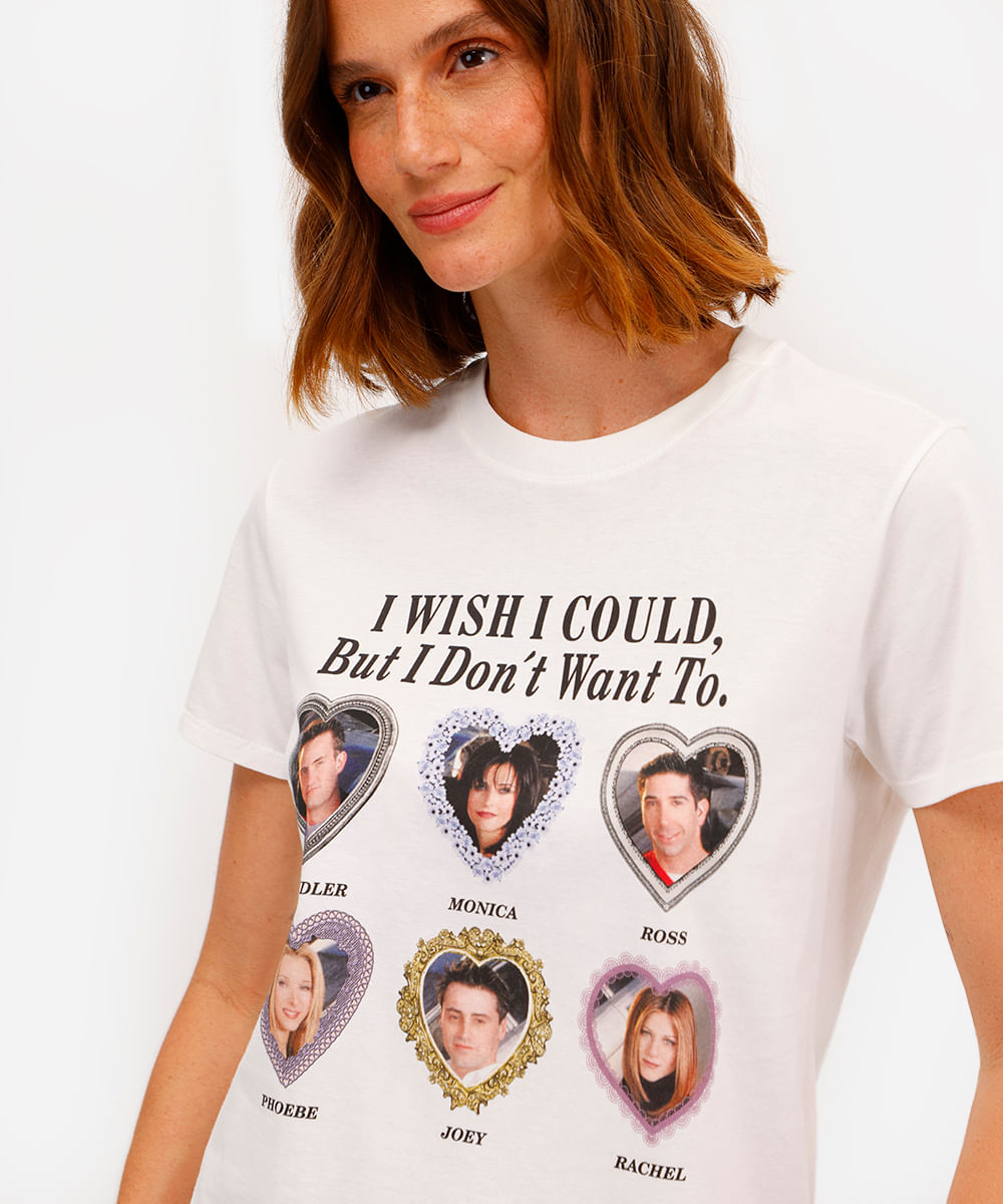 camiseta feminina de algodão friends off white
