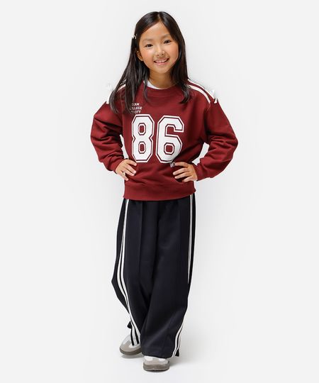 blusão infantil de moletom com laços estampado vinho 6