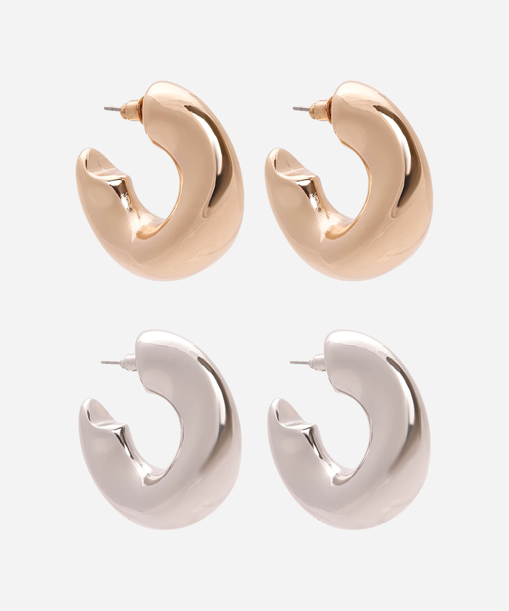 kit de 2 brincos orgânico duo color colorido