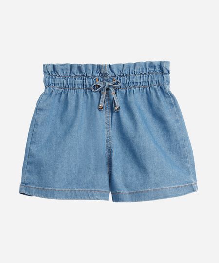 short jeans infantil com elástico azul 6 short jeans infantil com elástico azul 6