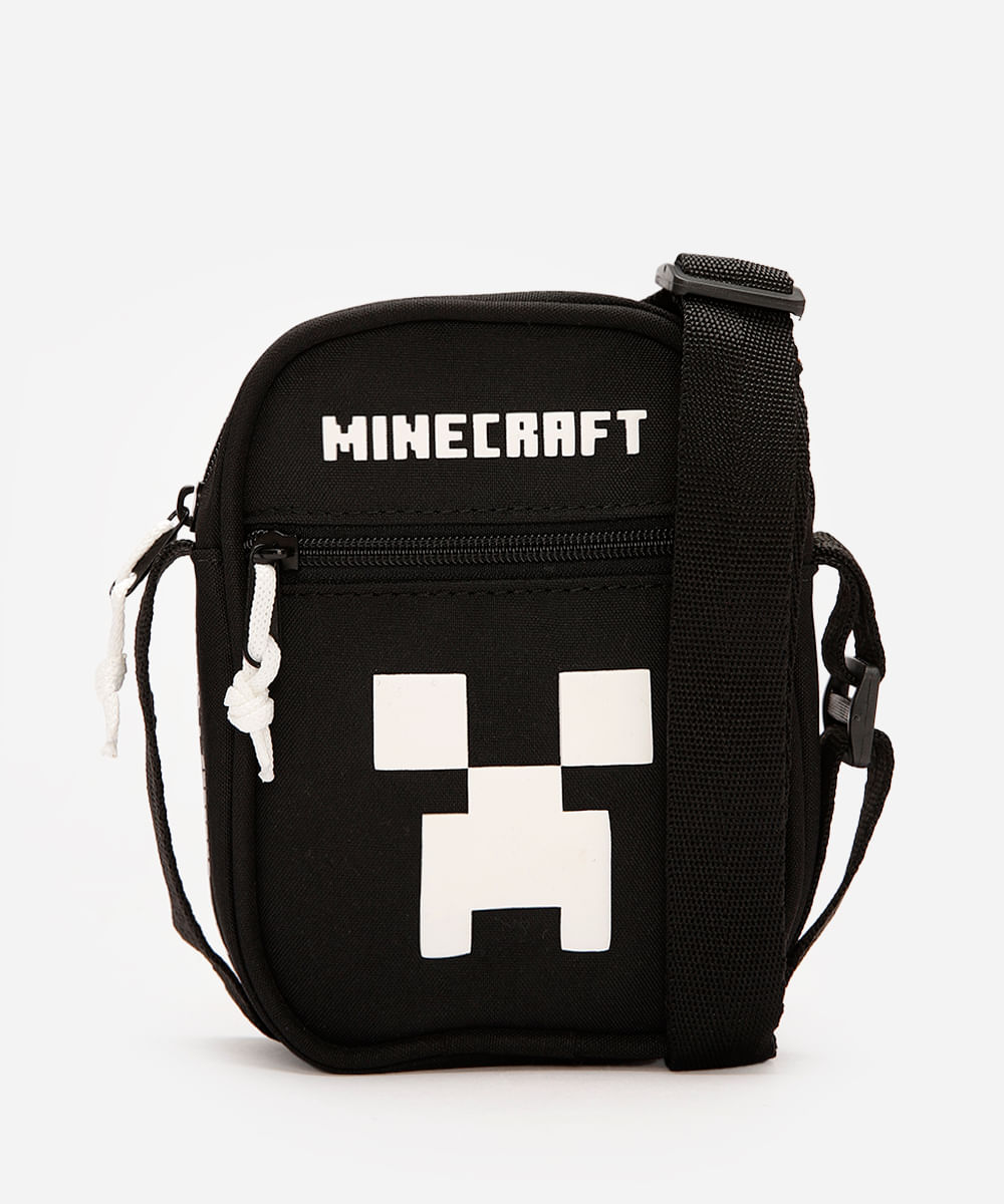 bolsa shoulder bag infantil minecraft - preto