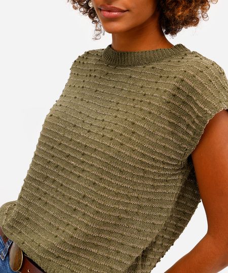 blusa feminina de tricot texturizada verde P blusa feminina de tricot texturizada verde P