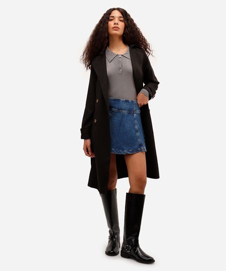 minissaia evasê feminina jeans cintura alta azul 36 minissaia evasê feminina jeans cintura alta azul 36