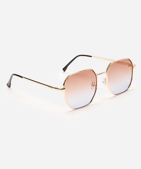 óculos de sol hexagonal triton unissex  dourado UNICO