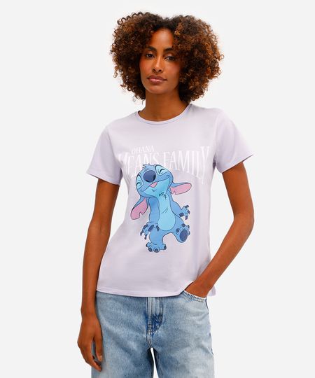 camiseta feminina de algodão stitch lilás P