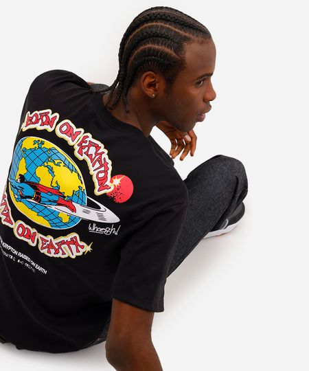 camiseta masculina super homem com adesivos preta M