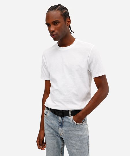 camiseta masculina manga curta texturizada off white P