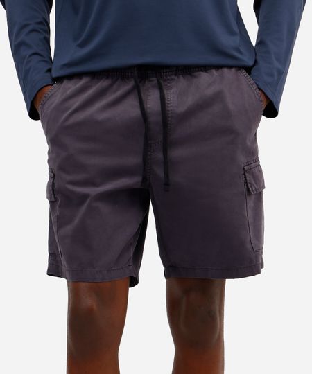 bermuda jogger masculina de sarja com bolsos cargo cinza P