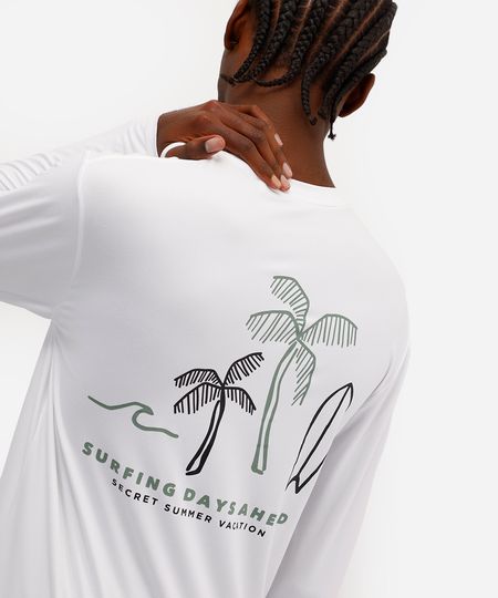 camiseta masculina manga longa com proteção uv branca M camiseta masculina manga longa com proteção uv branca M