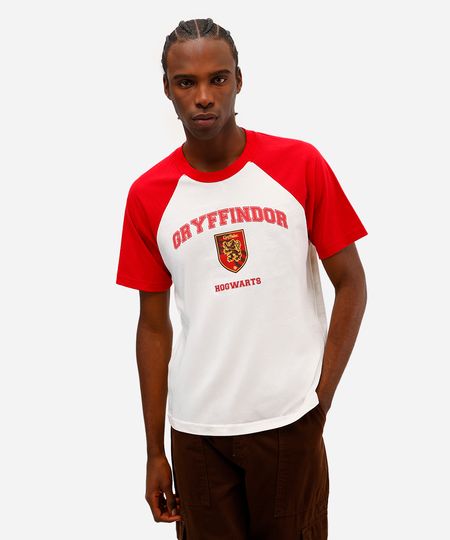 camiseta raglan masculina de algodão harry potter vermelha PP