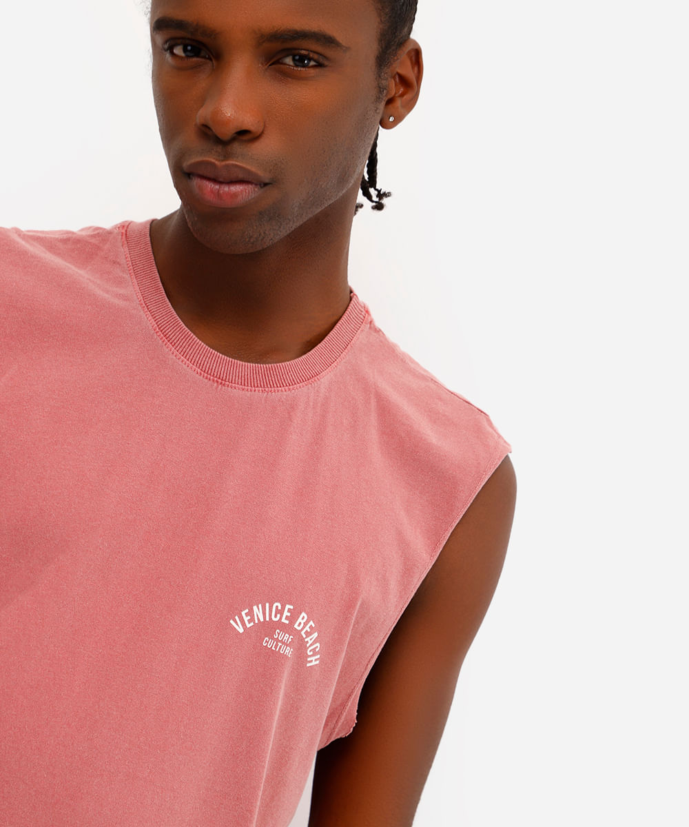 regata machão masculina de algodão venice beach vermelha