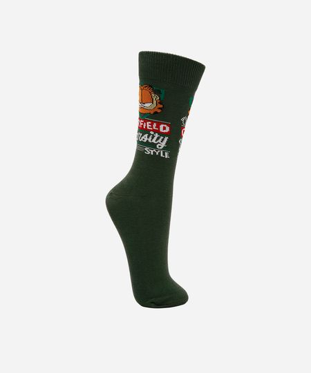 meia masculina cano longo garfield verde 37-40 meia masculina cano longo garfield verde 37-40