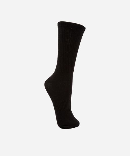 meia cano longo canelada masculina preta 41-43